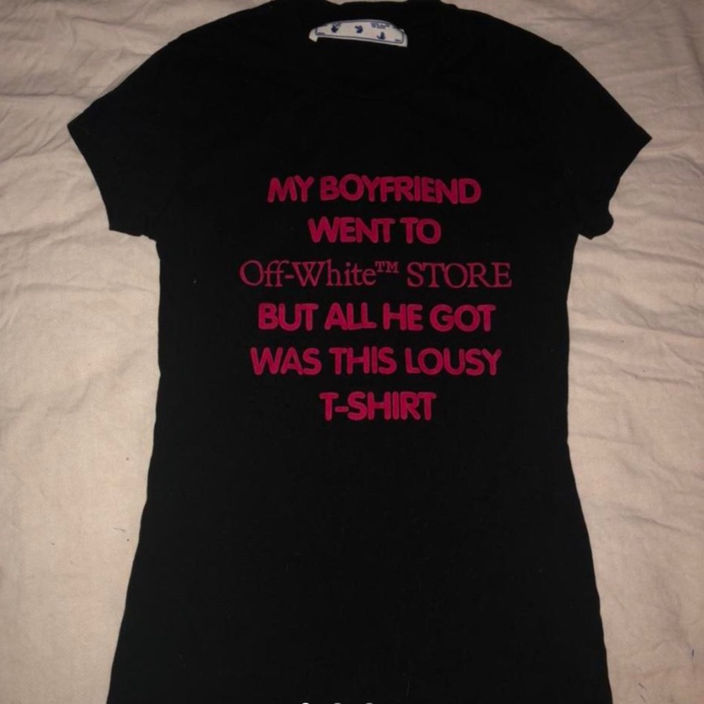 Off White my boyfriend flock fitted tee in black